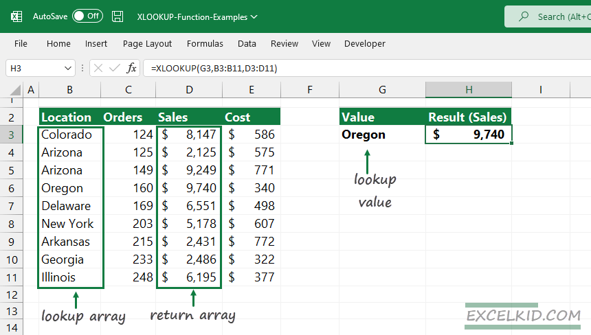 Excel XLOOKUP Function