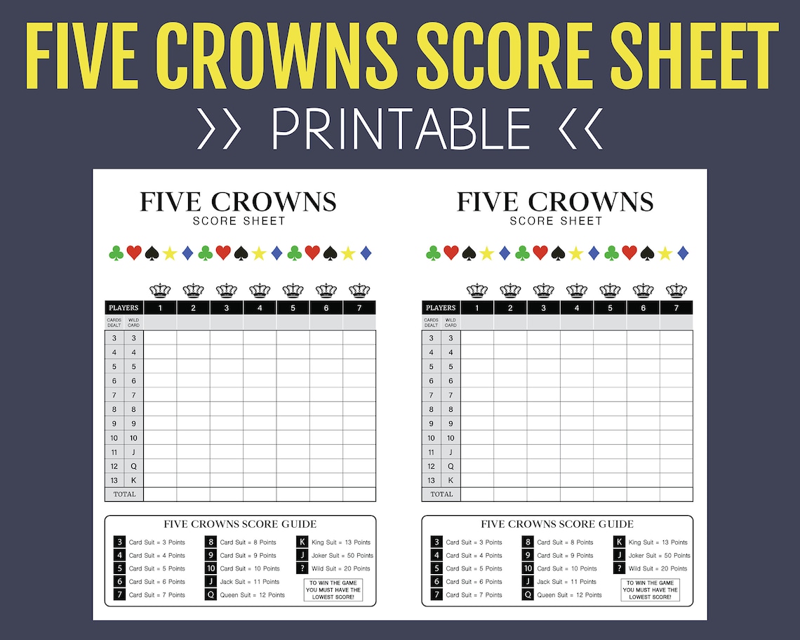 Five Crowns Score Sheet PDF