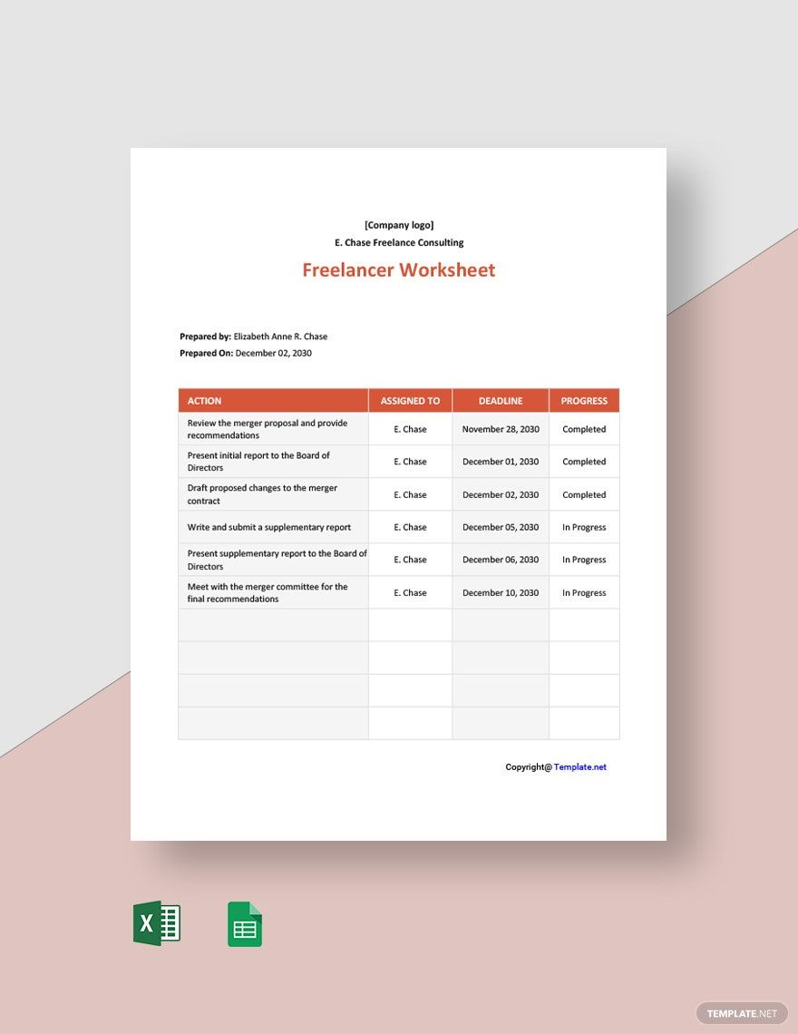 Freelance Job Sheet Template Word