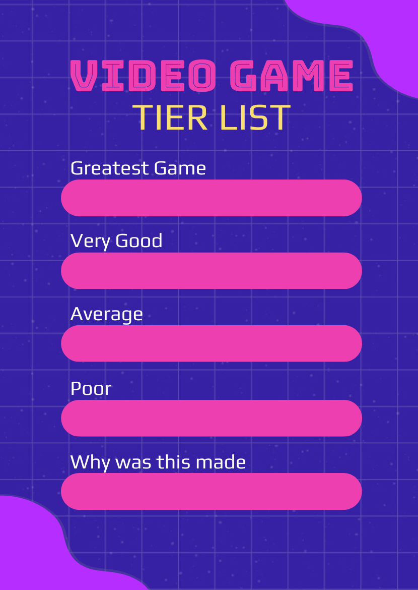 Gaming Tier List Template