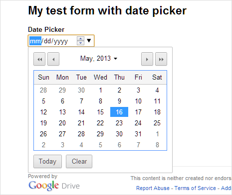 Google Forms Date Picker