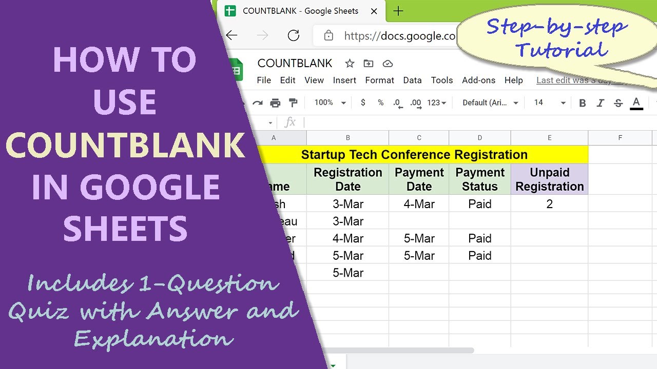 Google Sheets COUNTBLANK Function