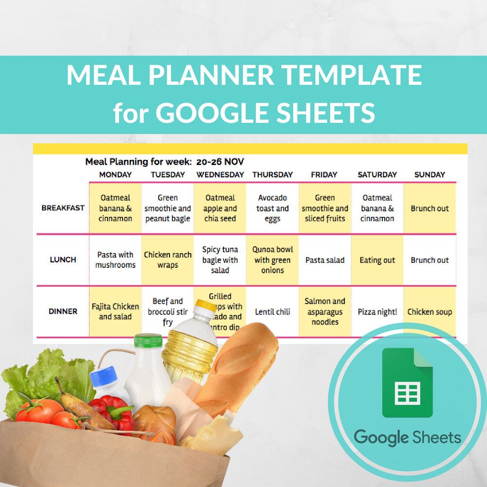 Google Sheets Meal Plan Template Example