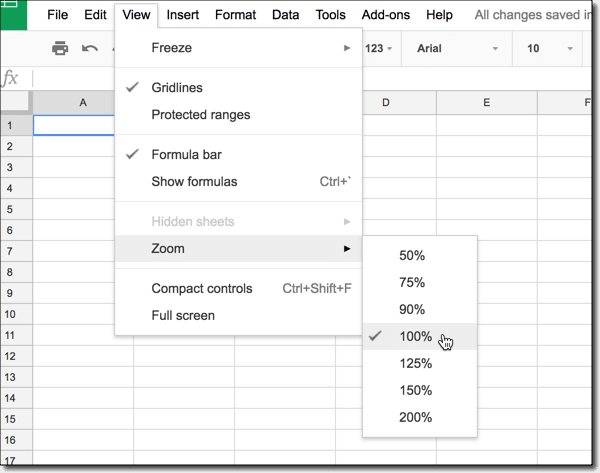 Google Sheets Print Preview Zoom