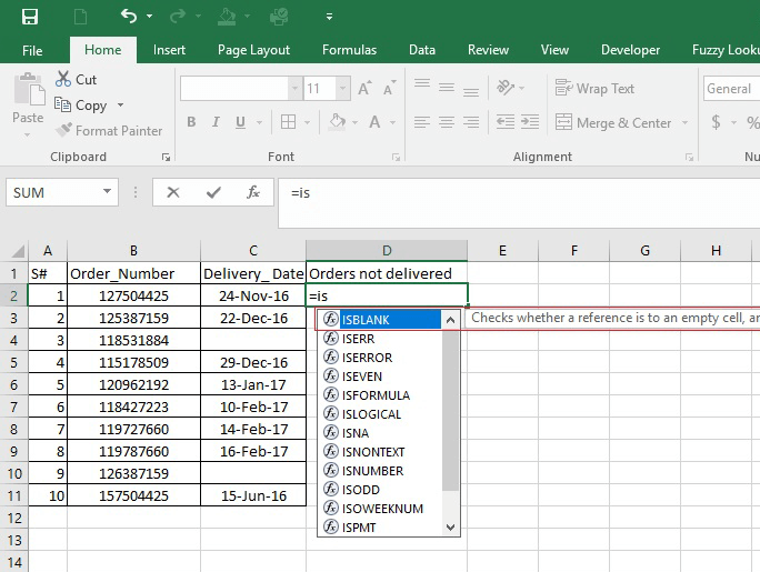 ISBLANK Function in Excel