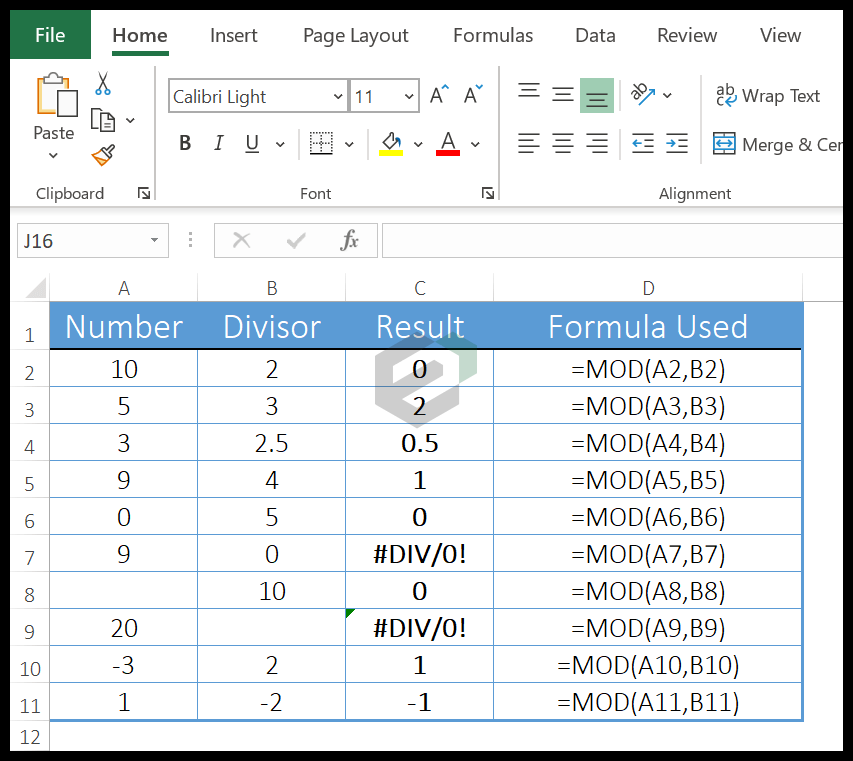 MOD Function in Excel