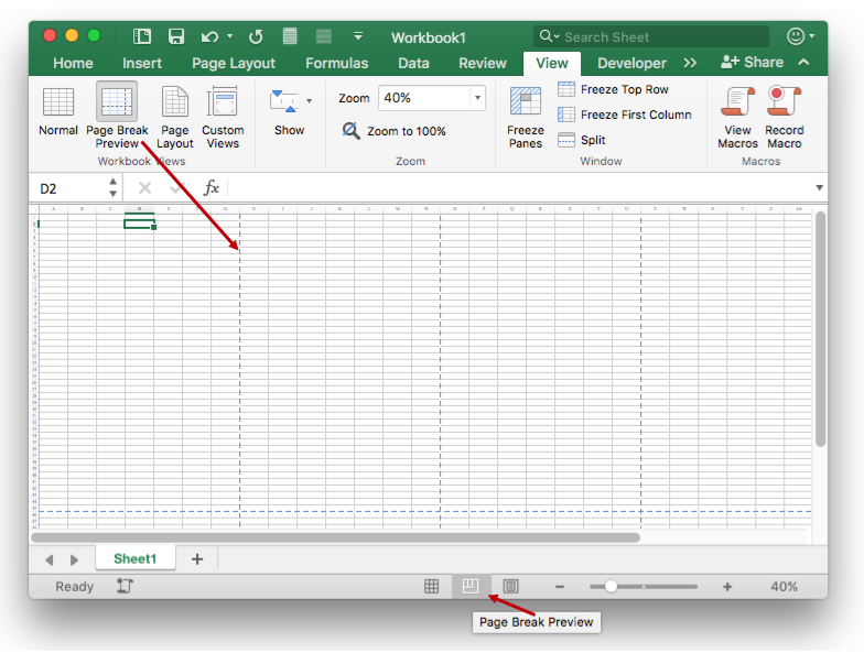 page break preview in excel