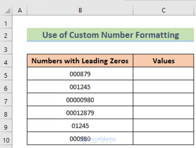 Remove leading zeros in Excel using number formatting