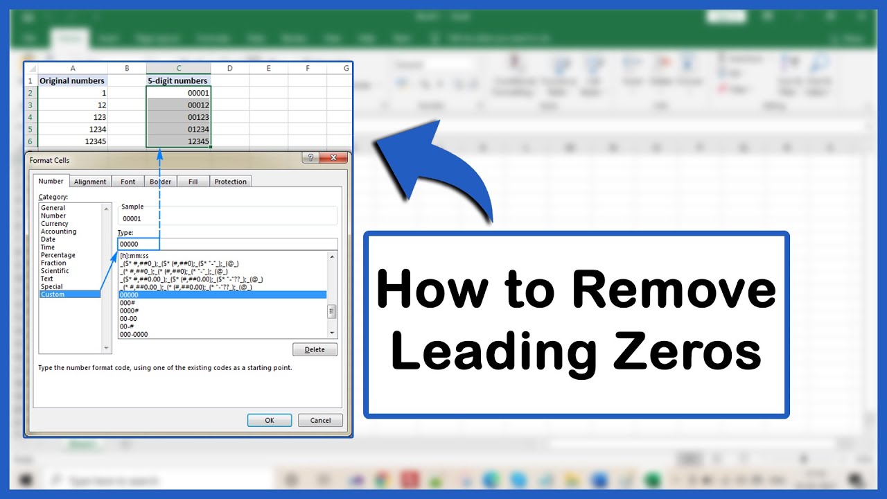 Remove leading zeros in Excel using shortcuts