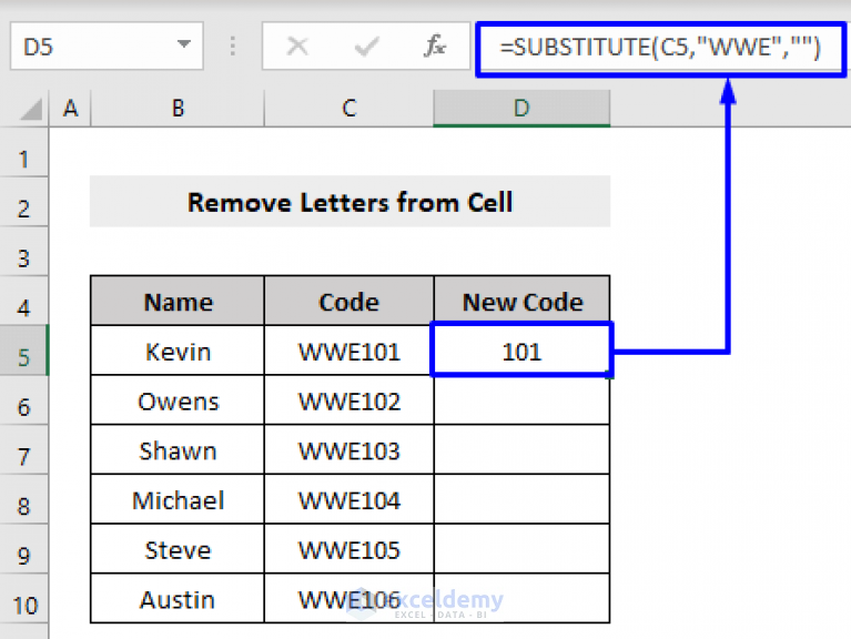 Remove Letters from Excel Column