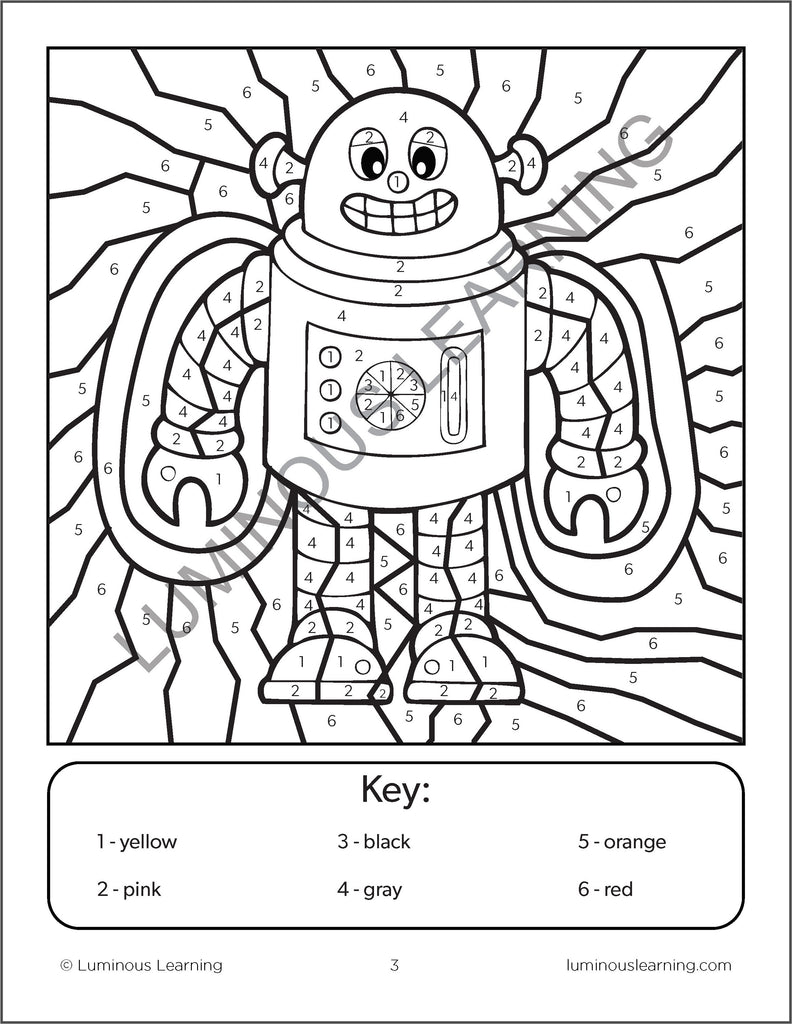 Robot Friends Color by Number