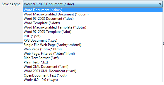 Save As Different File Type