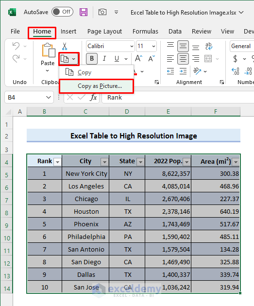 Save Excel Table As Picture In Seconds