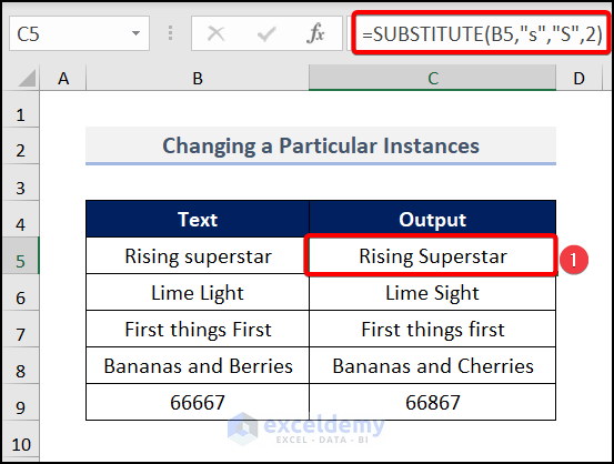 SUBSTITUTE Function Method