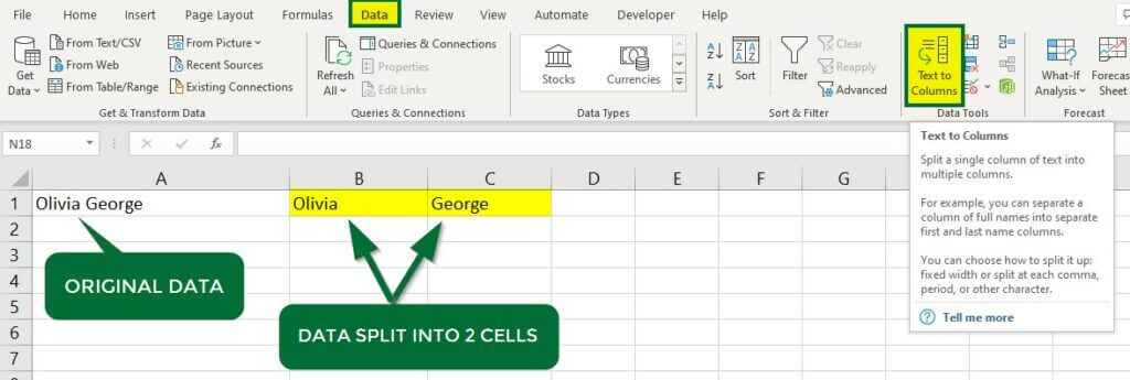 Text to Columns Method