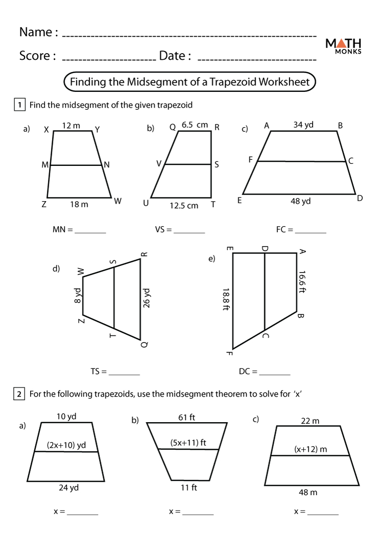 Trapezoid Properties Worksheet For Math Students