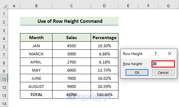 Unhide Rows Using Row Height