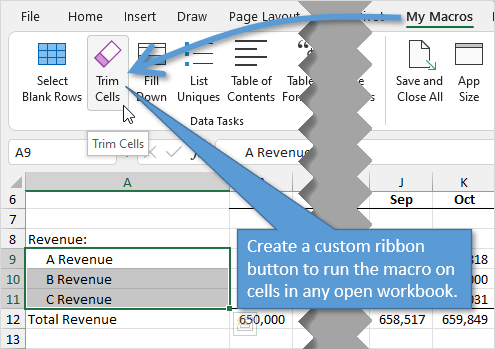 vba macro to remove blank spaces in excel