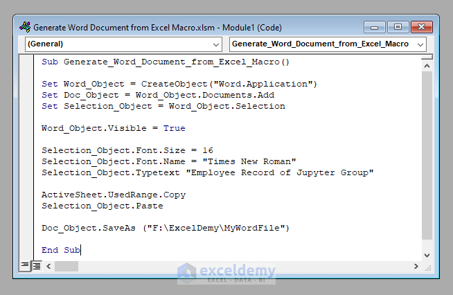 VBA Macro Excel Word Transfer