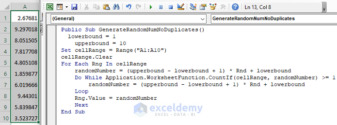 VBA Random Integer Generating