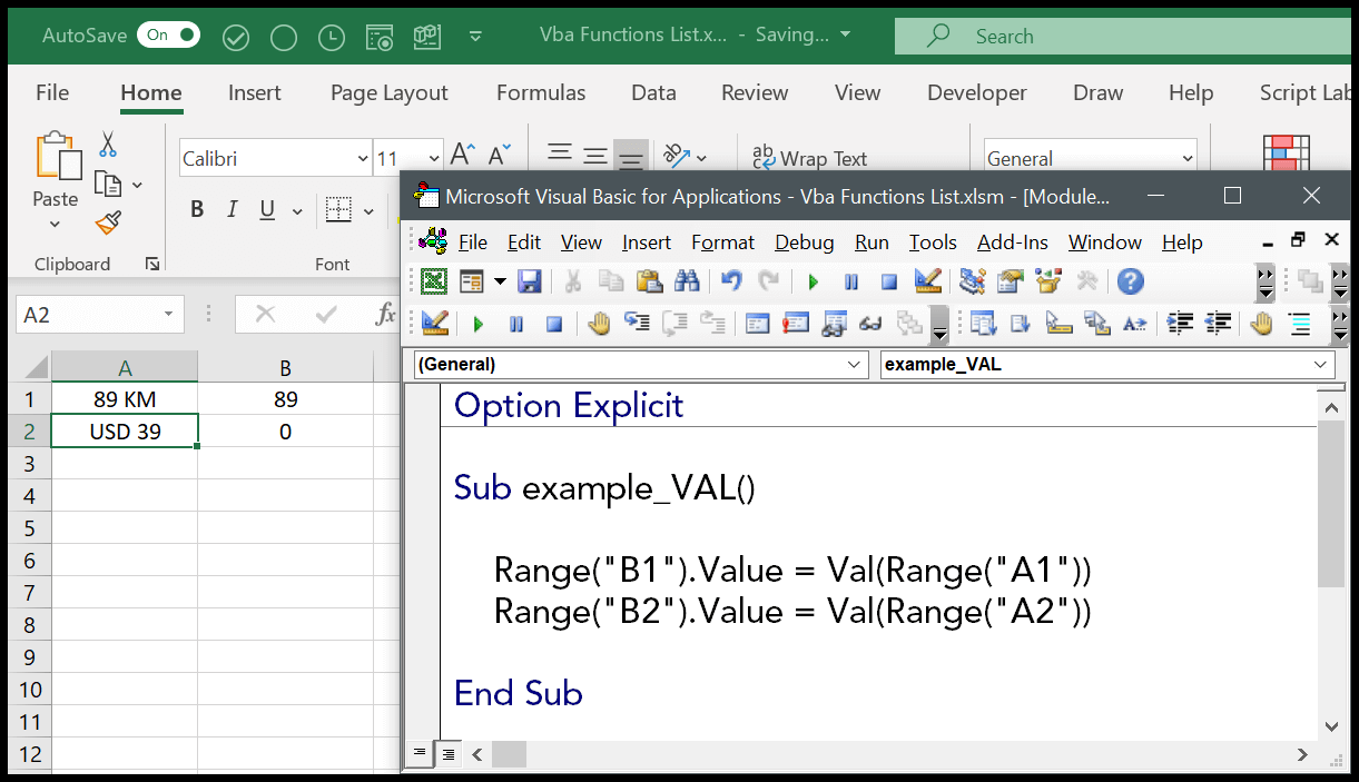 VBA Val Function