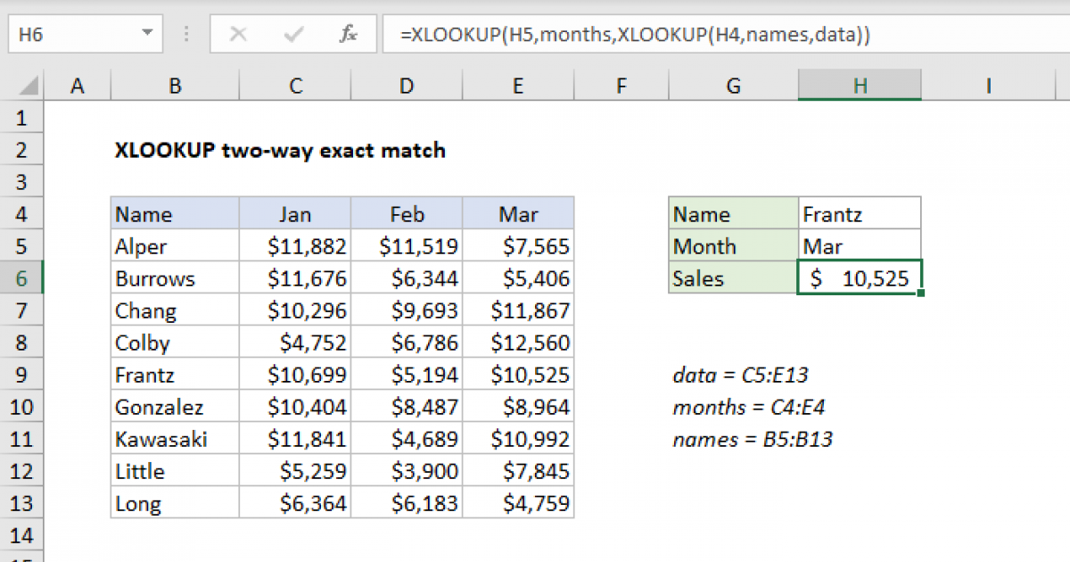 XLOOKUP Exact Match