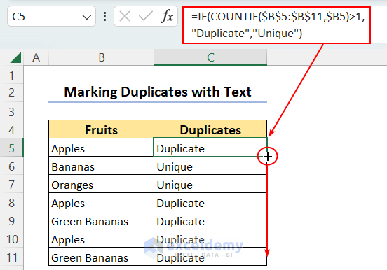 Excel Duplicates Formulas