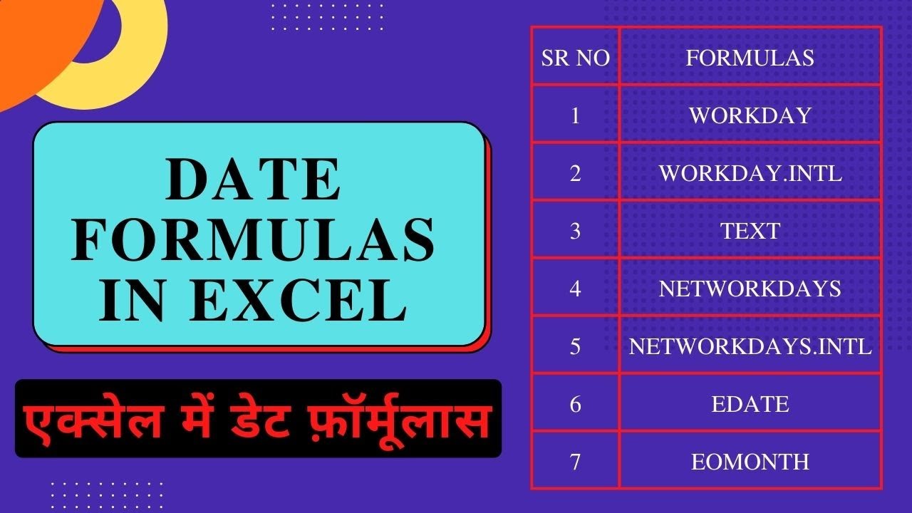 Excel Date Formulas