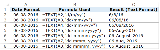 Format Date as Text