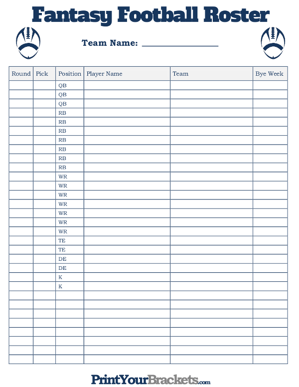 Fantasy Football Draft Template